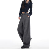 Autumn And Winter New Hairy Babes Casual Pants Women 2026 Retro High-Waist Loose Broad Leg Trousers