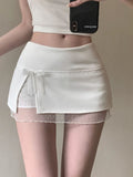 Kumikumi Sweet Lace Spliced Half-Dress Skirt Women's Summer Age Reduction Bow