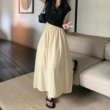 Folded Long Skirt Women Summer 2026 New Retro High-Rise Thin Tight Waist A-Shaped Skirt Umbrella Skirt