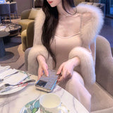 Fumbs Set Reiki Autumn Suit Beautiful Enough Hairy Shawl Chain Hanging Dress Woman
