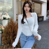 Pure Desire To Lead The Sweater Autumn And Winter Soft And Long Short Design Sense Of Niche Unique Fashion Thicken With Low-Necked Bottom Shirt