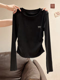 Milk Yellow Long Sleeve Slim Bottoming Shirt T-Shirt Women 2025 Early Autumn New Waist Show Thin Small Man Inside The Coat