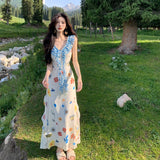 Seaside Vacation Wearing French Slings Broken Floral Dress Women's Summer 2025 New Huge Look Niche