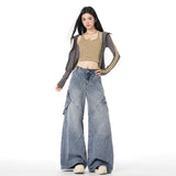 Mali Mary & Vintage | Deconstruct Multi-Pocket Design | Loose-Fitting Wide-Legged Jeans Girl Eichun Pattern