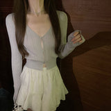 Knitting Series_Imported Yarn Thin Opener / Pure Color Open Shirt Sling With Two Sets Of Fashion Temperament