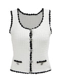 Cotton-Blend Fancy Yarn Vintage Fragrant Knitted Sling Elegant Half-Dress Skirt Fashion Set