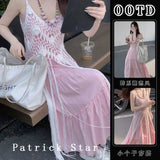Summer New Small Man Wearing A Suit Pink Girl Gentle Sling Dress For The Seaside Wind Tunse
