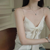 Rupert Acet-Bleed Meteor Bead Chain Three-Dimensional Bow V-Neck Hoisted Vest New