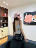 6090# Pure Cotton Sling Vest Women's Clothing With Chest Cushions Slimming Niche Back Hollow Design Back