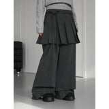 Spring And Summer Design Can Be Opened 100 Folding Skirt Lace With Two Sets Of Trousers Solid Color Loose Lace Slacks 3 Colors