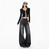 2026 Autumn Jeans Women Retro Loose Broad Leg Pants Trousers Trousers Women's Trousers