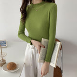 Side Half-High Collar Wood Ear In A Sweater With Knitted Bottom Shirt Women's Autumn And Winter 2025 New Top Women's Clothing