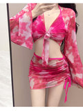 Bikini Four-Piece Swimsuit Women Split The New Conservative Long-Sleeved Meat Masking Thin Swimsuit Women Bolis 9578