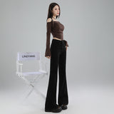 Small High-Rise Thin Elastic Women's Jeans Trousers Length Black Nine-Point Black Trousers