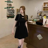 Pure Lust Wind Splicing Hollow Dress Summer Large Size Ins Tide Sweet Hot Sister Zipper To Show Thin Dress