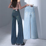 Vintage High-Rise Elastic Horn Jeans Women 2026 New Slimming Without Leg Thin Mop Trousers