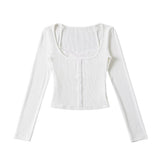 Pure Hot Girl Sexy Short Shirt Early Autumn Fake Two Lace Long-Sleeved T-Shirt Inside The Gray Bottom Shirt New