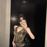 Leopard Hanging Neck Sling Waistcoat Female Wearing Summer Thai Hottie Sexy Collar Tucked Little Top