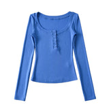 Sweet Hottie Tight Casual Elastic Knitting Collar Long-Sleeved T-Shirt Women's Autumn And Winter Plus Velvet Six Buckle Tops
