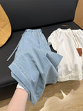 CHAO Class Recommendation! Light Blue Linen Jeans Women 2026 Summer New Pumping Design Wide Leg Pants