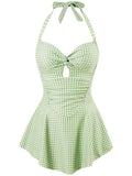 Exploding Avocado Green Conjoined Skinny Sexy Swimsuit Hot Spring Small Fresh Conservative Flat-Angle Swimsuit Lady