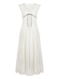 Slamny Cloud Tiling Lace V-Neck Sleeveless Silk Dress To Close The Waist Slim Dress Sexy Dress