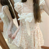 Gentle Floral Sling Skirt French Retro Waist Repair New Square Dress This Year Popular Sweet Women's Clothing