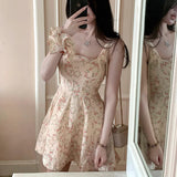 Peach Flowers Show Thin Waist Crumums Hanging Large Skirt Skirts Summer