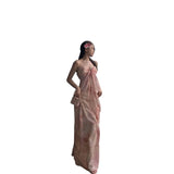2025 Heavy Industry Design Shattered Snowy Snowy Dress Summer Temperament High Sense Waist Brae Slings Long Skirt
