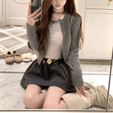 Show Up-Start Miu Fake Two Pineapple-Patrowed Woolen T-Shirt Half-Dressed