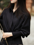 Temperament Sense Inclined Buckle To Take The Waist Thin Collar Shirt Blouse ¤Ï