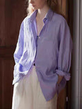 2026SS High-End 100 Natural Sand Wash Linen Taro Purple Long-Sleeved Shirt