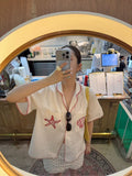 Korean Ins Vintage Embroidery Pocket Short Sleeved Shirt Female Crash Locked Temperament Loose Slim T-Shirt