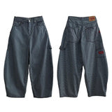 Korean Version Of Chic Summer New Loose Thin Striped Broad-Legged Jeans Casual Scimitsor Balloon Pants