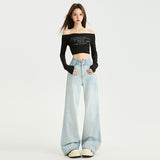 5588 New Elastic High-Waisted Broad-Legged Tug Trousers In Autumn Loose-Fitting Pendant Jeans Woman