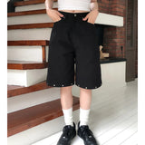 Vintage Willow Design Loose Denim Shorts Wide Leg Pants Women's Summer Casual Five-Point Trousers