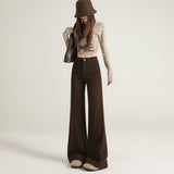 8212 High Waist Not Close Leg Micro-Tipped Jeans Women Autumn And Winter Loose Horn Broad Leg Pants Micro-Horn Jeans Women
