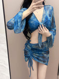 Bikini Four-Piece Bikini Swimsuit Women Split 2026 New Conservative Long-Sleeved Meat Cover Thin Swimsuit Women