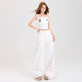 Millard Wears White Casual Pants Women's Spring And Autumn Loose Straight-Tight Tide Dragging Wide Leg Pants Snow Neil