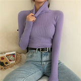 High-Necked Sweater Women 2025 Autumn And Winter Yangqi Inside A Knitted Bottom Shirt Long-Sleeved Cover Solid Color Top Women's Clothing