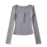 Sweet Hottie Tight Casual Elastic Knitting Collar Long-Sleeved T-Shirt Women's Autumn And Winter Plus Velvet Six Buckle Tops