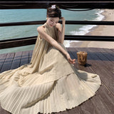 Seaside Holiday Dress 100 Folded Dress Dress High Atmosphere To Take Pictures Goddess Wearing Sexy Fairy Suit Dress