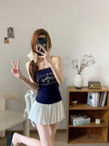 2910# Summer New Letter Hot Diamond Chest Repair Slimming Woman Short Model Integrated With Chest Pads On Top