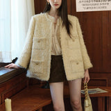 Wool Egyptian Gold Double C Royal Handicraft Loose Small Fragrant Long-Sleeved Coat Coat Women Autumn