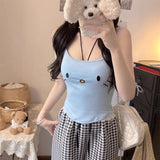 10117 #Summer Cute Slimming Bottom Blouse Kt Cat Soft Sister Sling Vest Sexy Short Girl