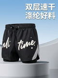 Summer Fashion Flat Angle Double-Layered Peach Swim Trunk Shorts Men Quick Dry Loose Anti-Embarrassment Hot Spring Beach Vacation
