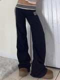 Autumn And Winter New Basic Simple Wide-Sided Striped Low-Rise Leisure Pants Women's Match Digital Sweatpants