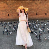 Holiday Style Wear Suit Rice Apricot-Colorless Sleeveless Cloak Top Women's Winter High-Rise Half-Dress Design Sense Two-Piece