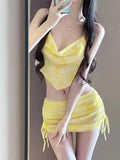 Yan 2026 New Swimsuit Lotus Bikini Three-Piece Holiday Beach Bubble Hot Spring Split Split Swimsuit Woman