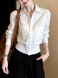 2026 Early Spring New Simple High-End Design Feel Huge Good-Looking Temperament White Fake Two-Piece Women's Clothing